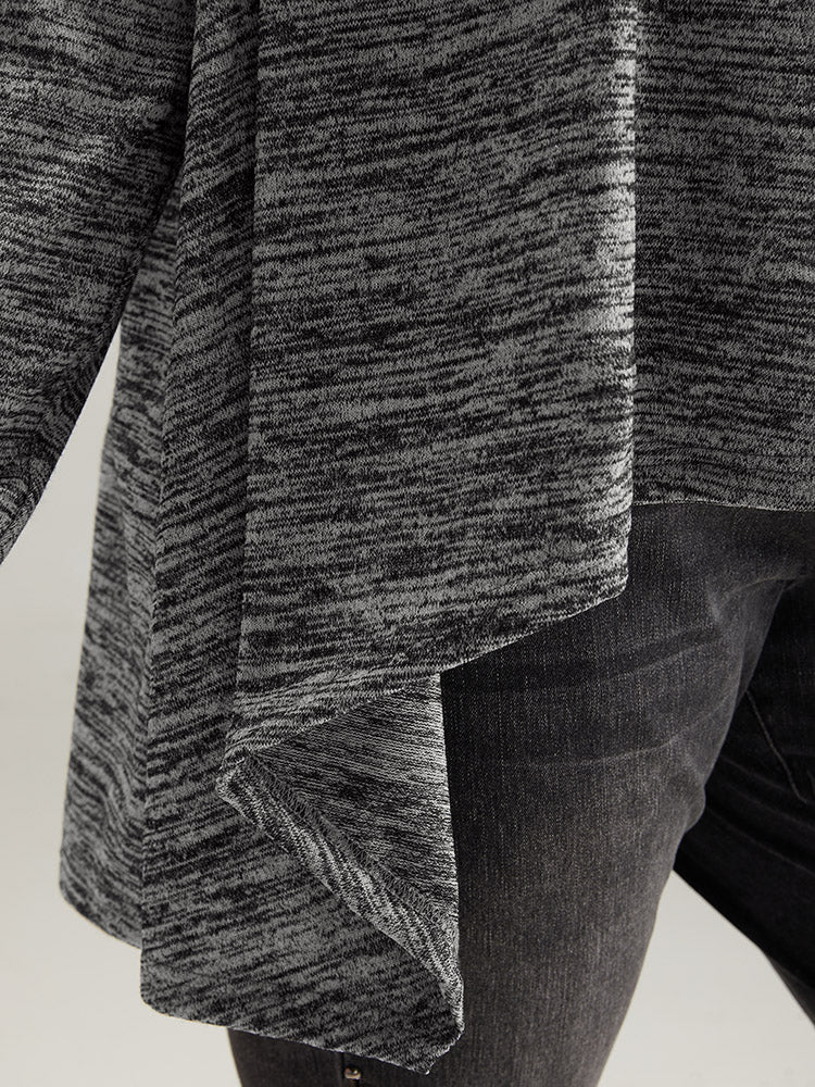 Supersoft Essentials Solid Heather Asymmetrical Hem Kimono - Image 7