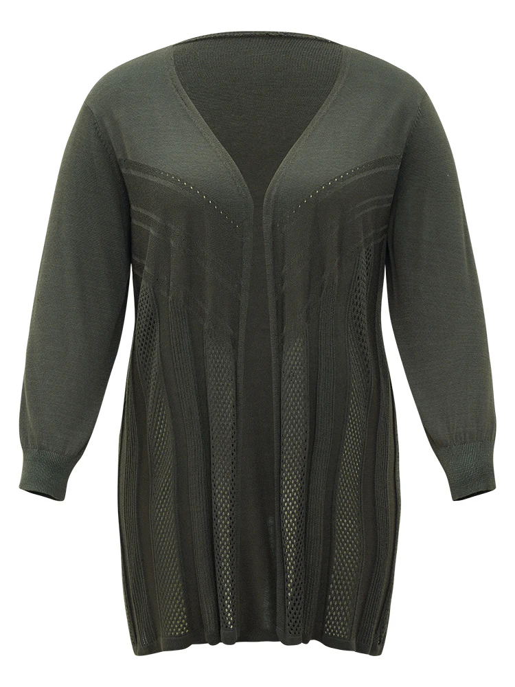 Supersoft Essentials Solid Open Front Geo Eyelet Cardigan - Image 7