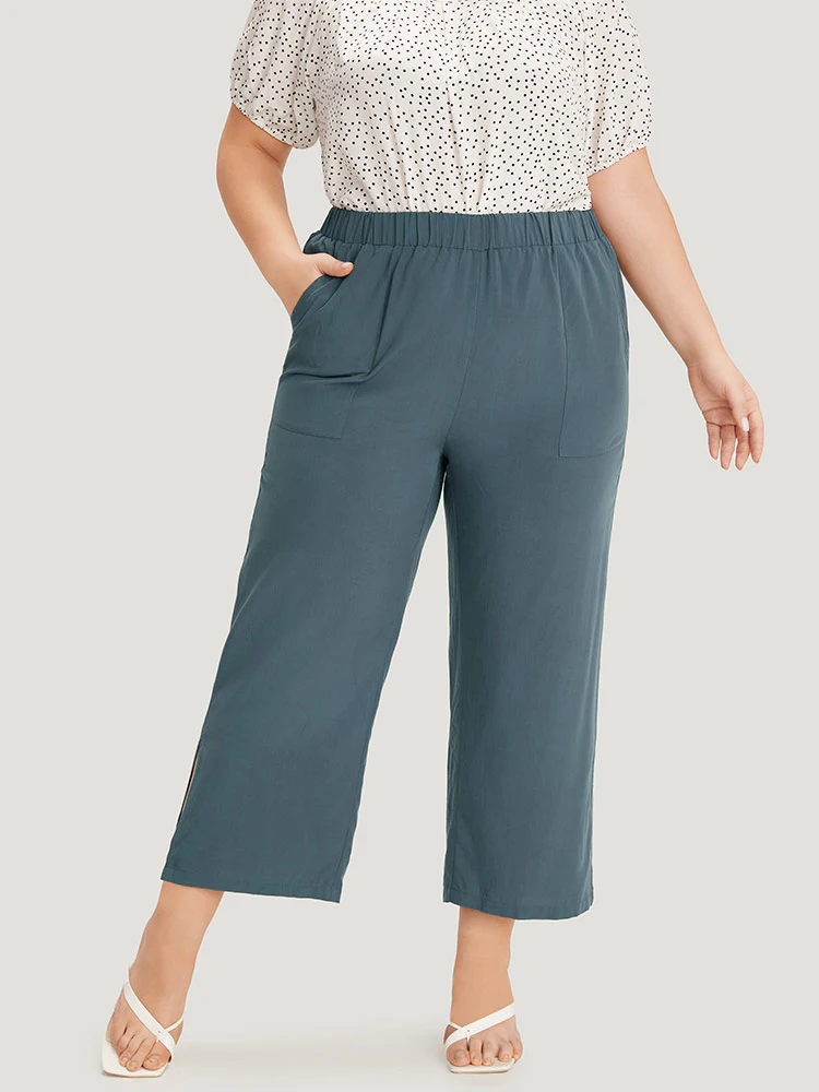 Supersoft Essentials Solid Patched Pocket Split Side Pants - Image 3