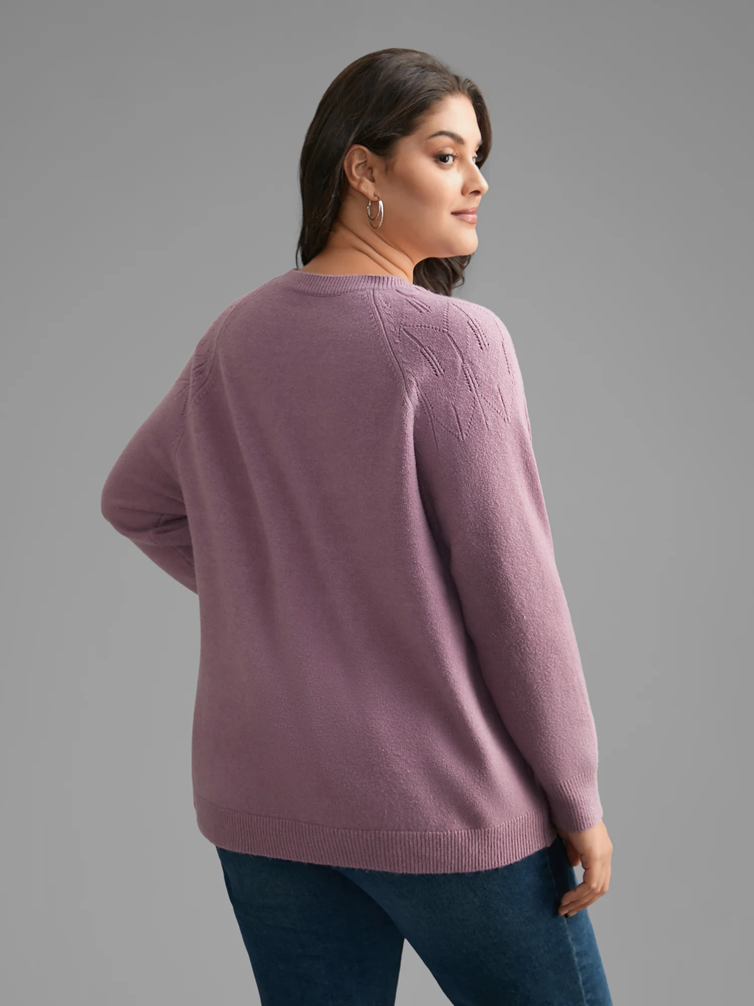 Supersoft Essentials Solid Pointelle Knit Pullover - Image 2