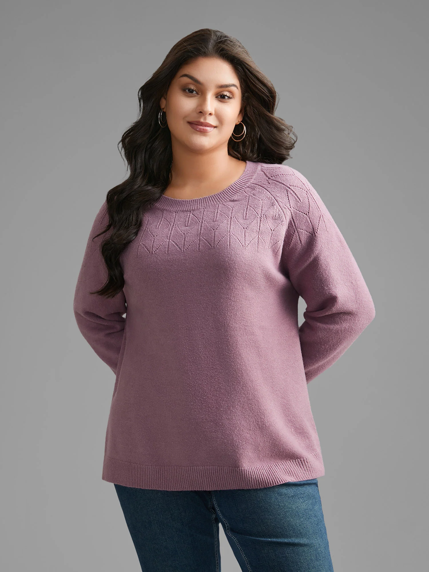 Supersoft Essentials Solid Pointelle Knit Pullover - Image 4