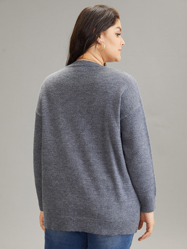 Supersoft Essentials Textured Crew Neck Drop Shoulder Pullover - Image 2