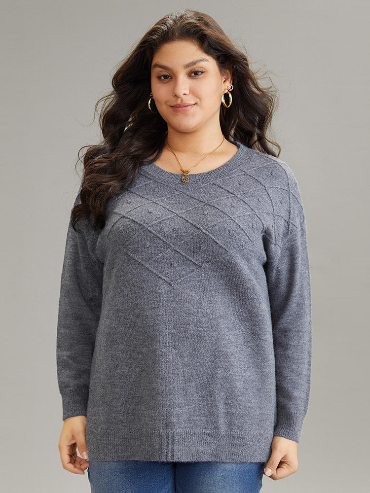 Supersoft Essentials Textured Crew Neck Drop Shoulder Pullover - Image 4
