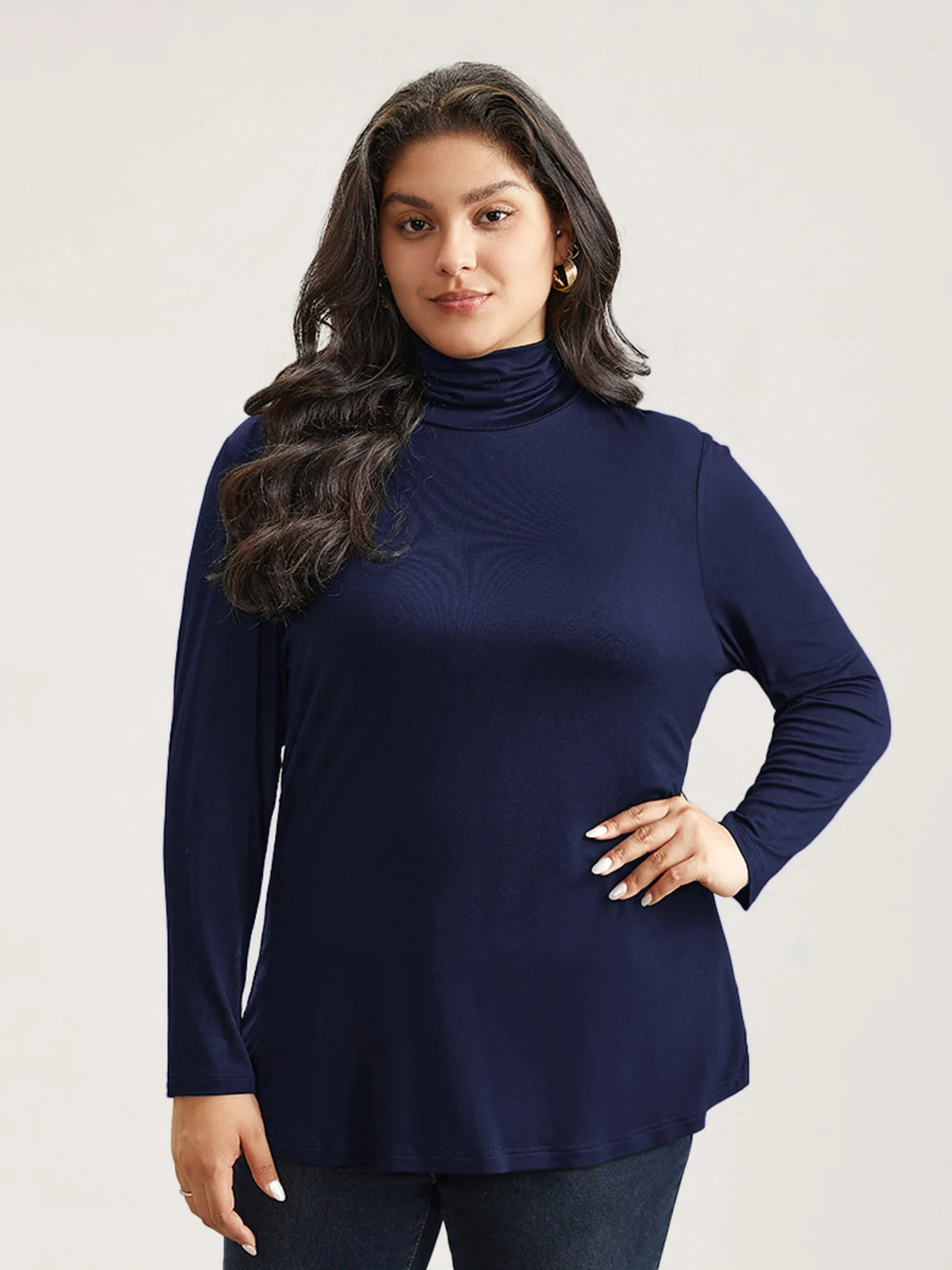 Supersoft Essentials Solid Funnel Neck Knit T-shirt - Image 13