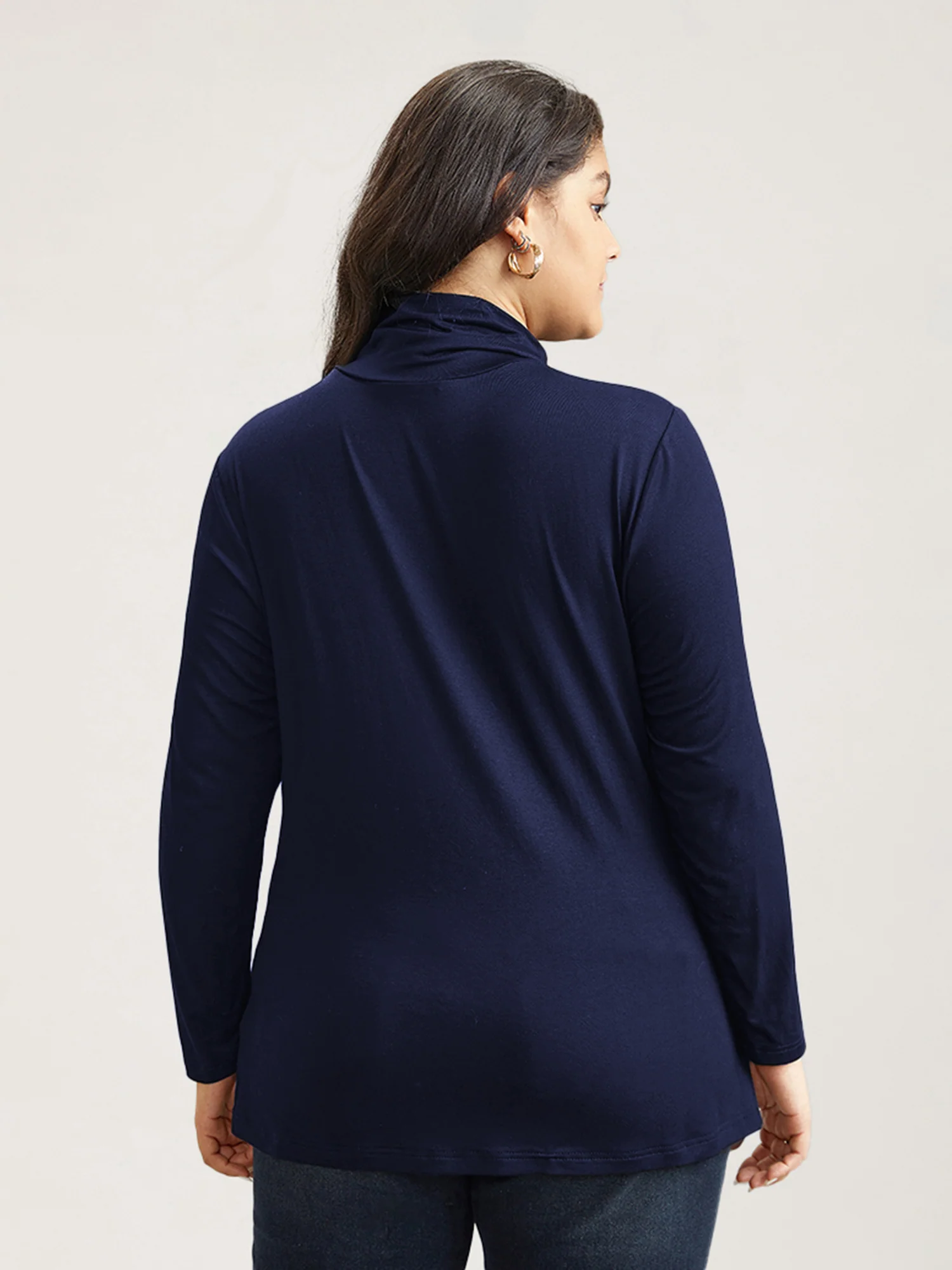Supersoft Essentials Solid Funnel Neck Knit T-shirt - Image 14