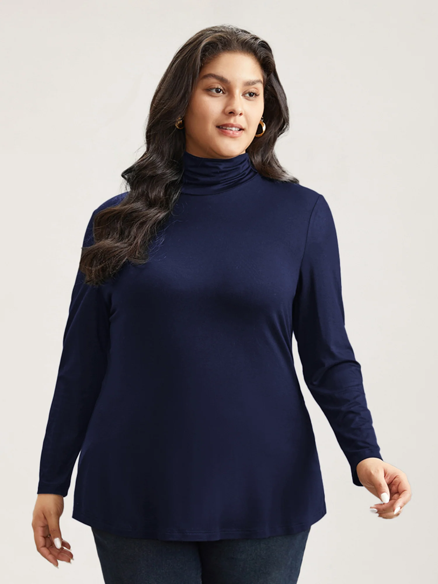 Supersoft Essentials Solid Funnel Neck Knit T-shirt - Image 15