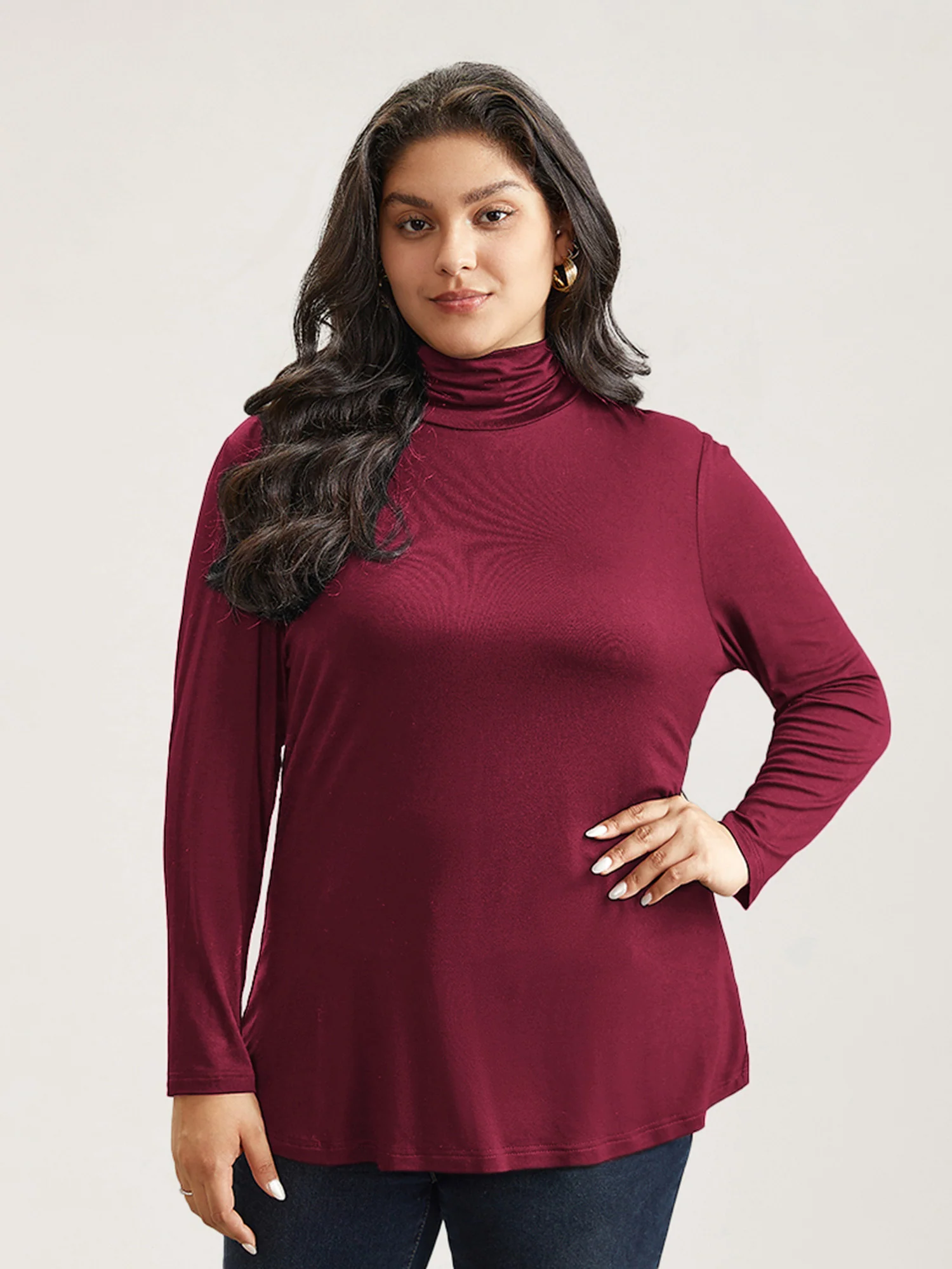 Supersoft Essentials Solid Funnel Neck Knit T-shirt - Image 18