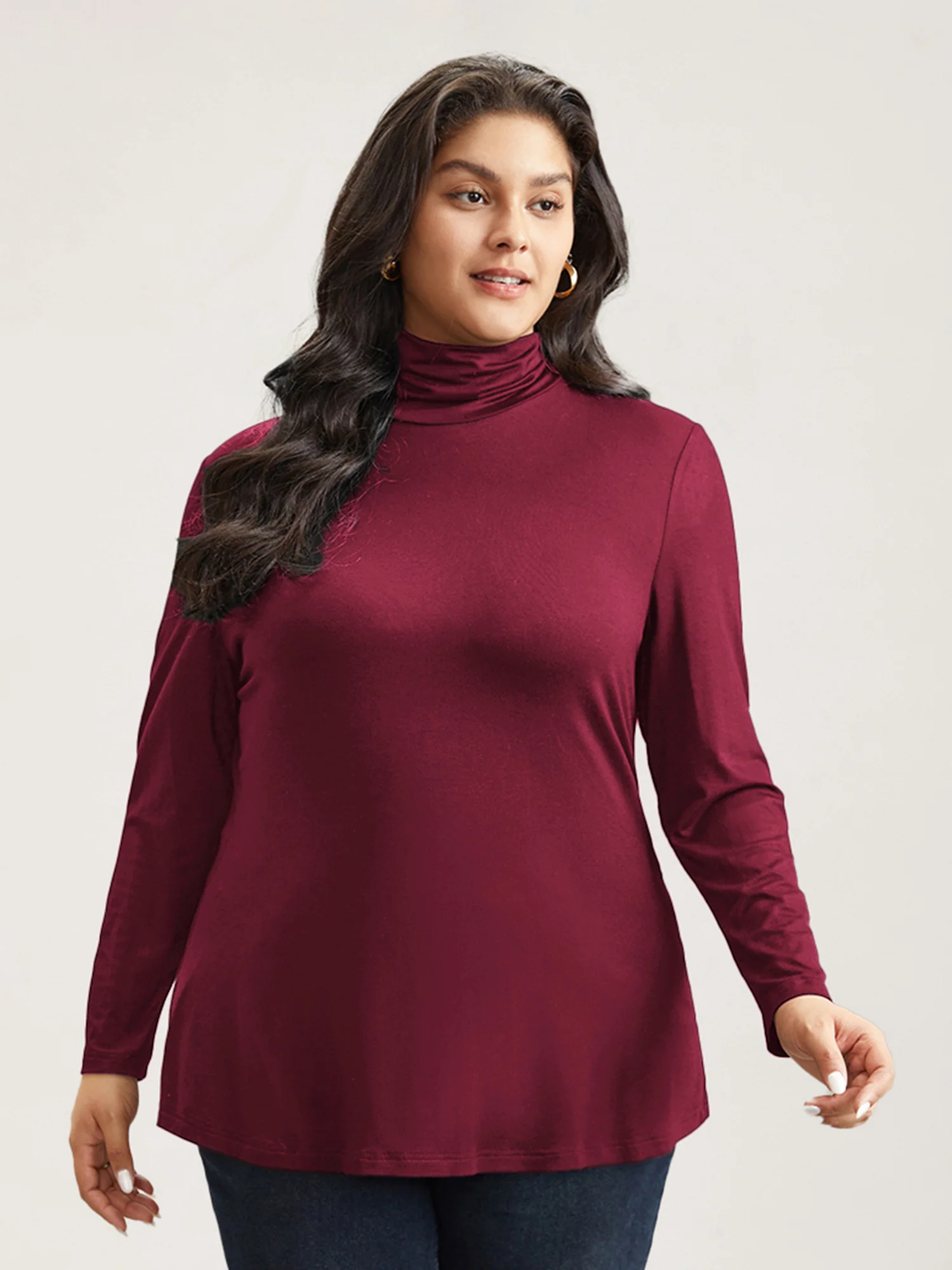 Supersoft Essentials Solid Funnel Neck Knit T-shirt - Image 20