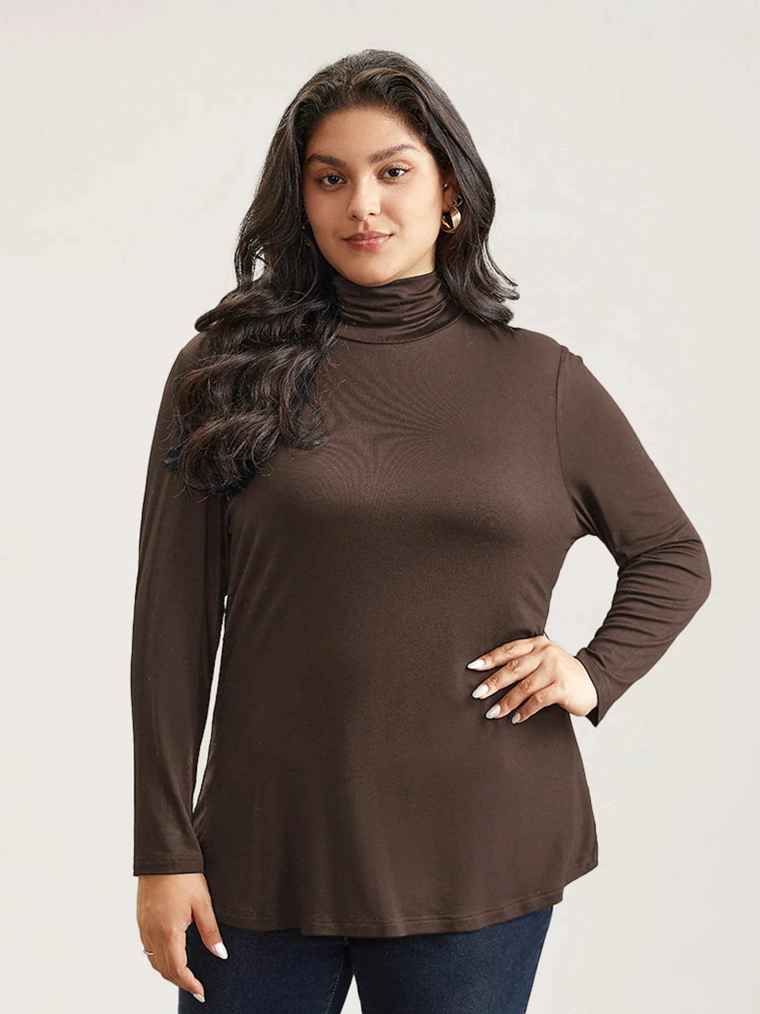 Supersoft Essentials Solid Funnel Neck Knit T-shirt - Image 23