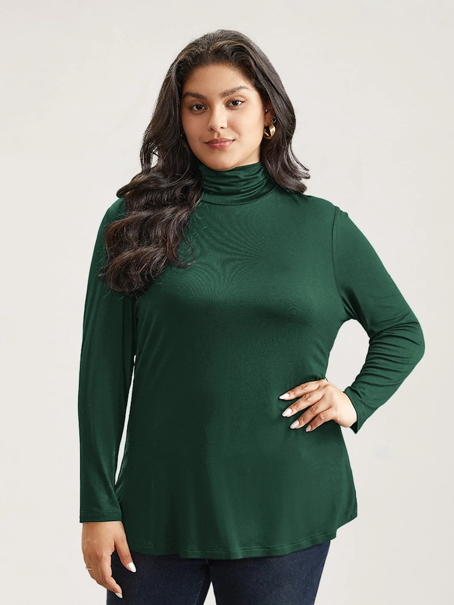 Supersoft Essentials Solid Funnel Neck Knit T-shirt - Image 28