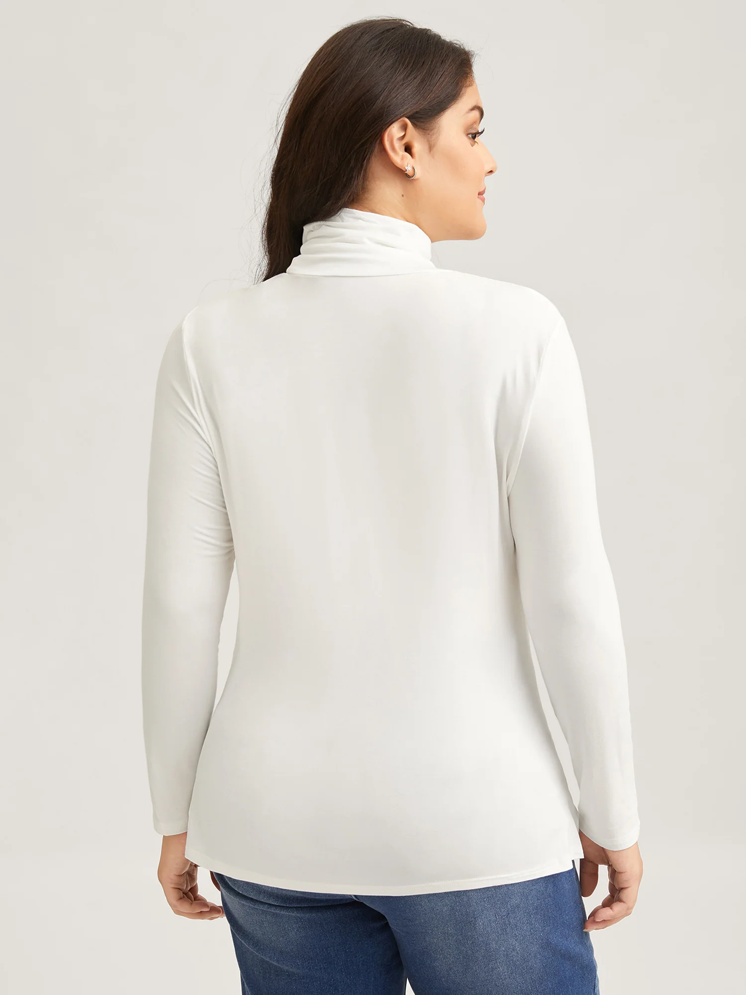 Supersoft Essentials Solid Funnel Neck Knit T-shirt - Image 4