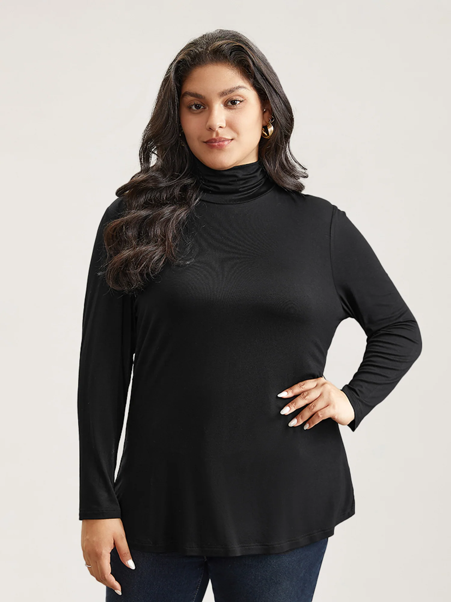 Supersoft Essentials Solid Funnel Neck Knit T-shirt - Image 7
