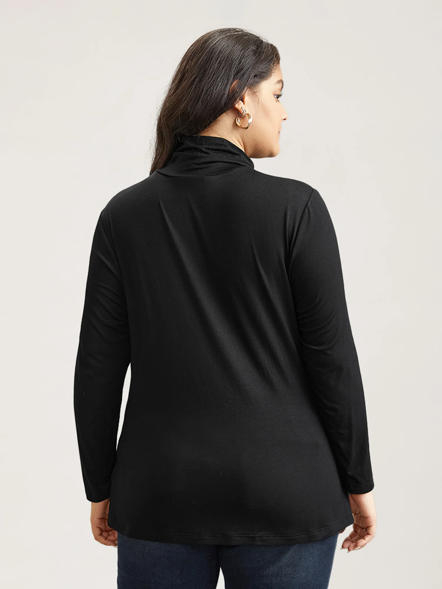 Supersoft Essentials Solid Funnel Neck Knit T-shirt - Image 8