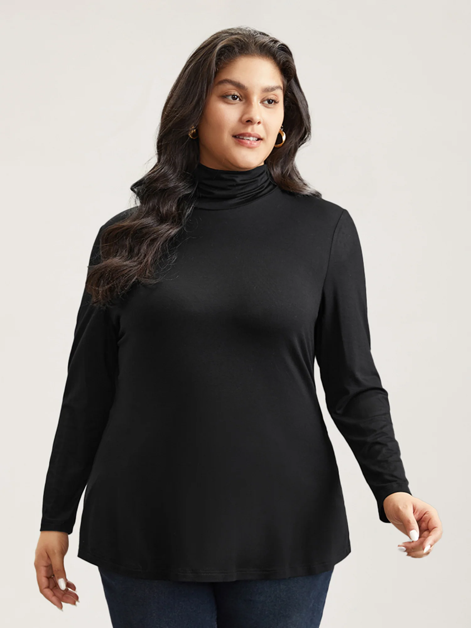 Supersoft Essentials Solid Funnel Neck Knit T-shirt - Image 9