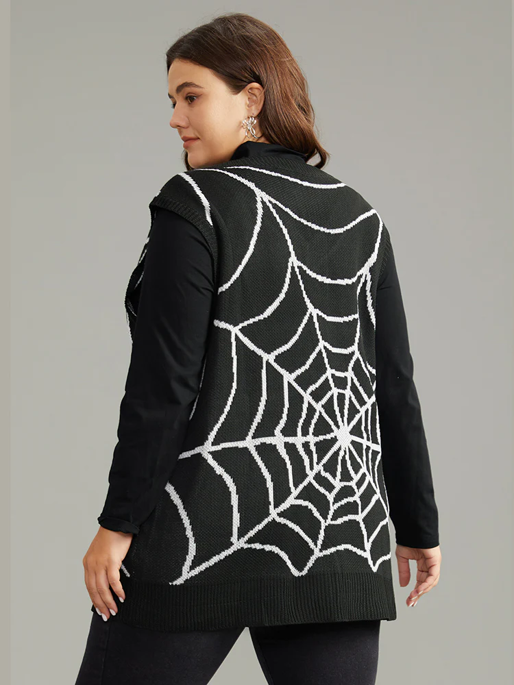 Halloween Supersoft Essentials Spider Web V Neck Sweater Vest - Image 2