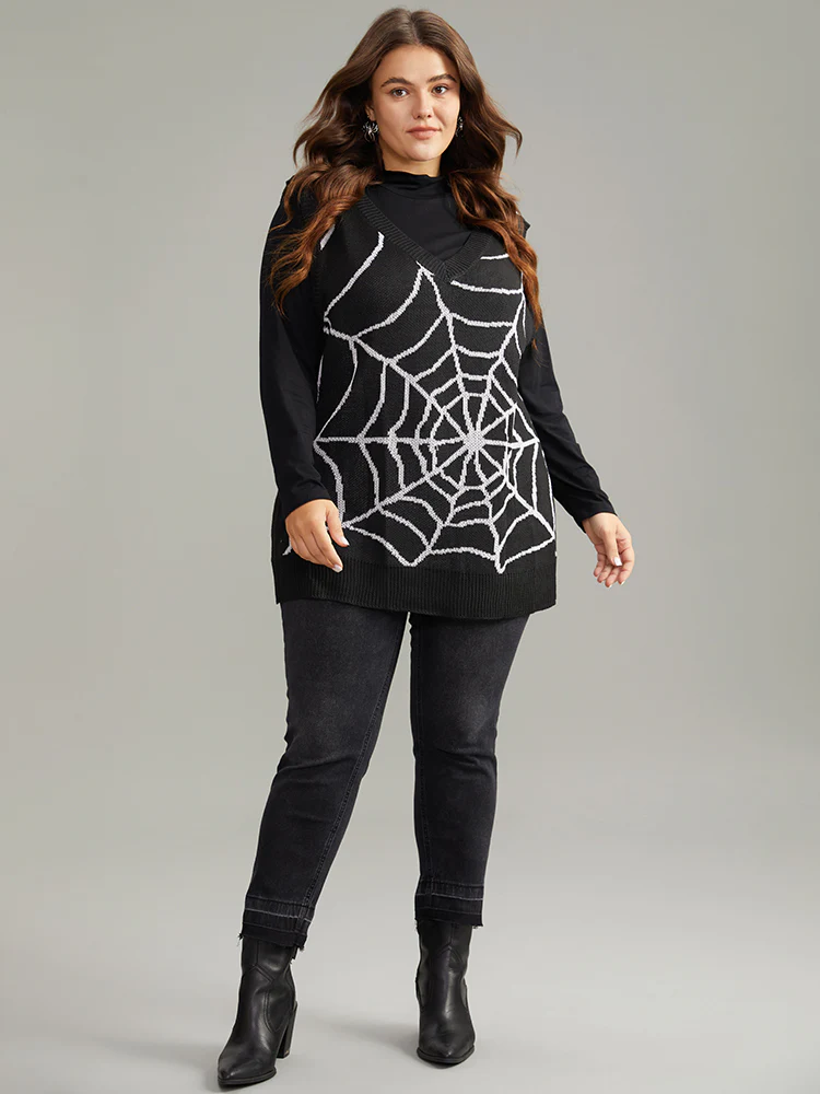 Halloween Supersoft Essentials Spider Web V Neck Sweater Vest - Image 5