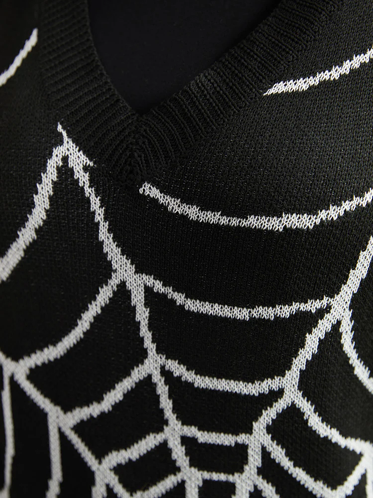 Halloween Supersoft Essentials Spider Web V Neck Sweater Vest - Image 7