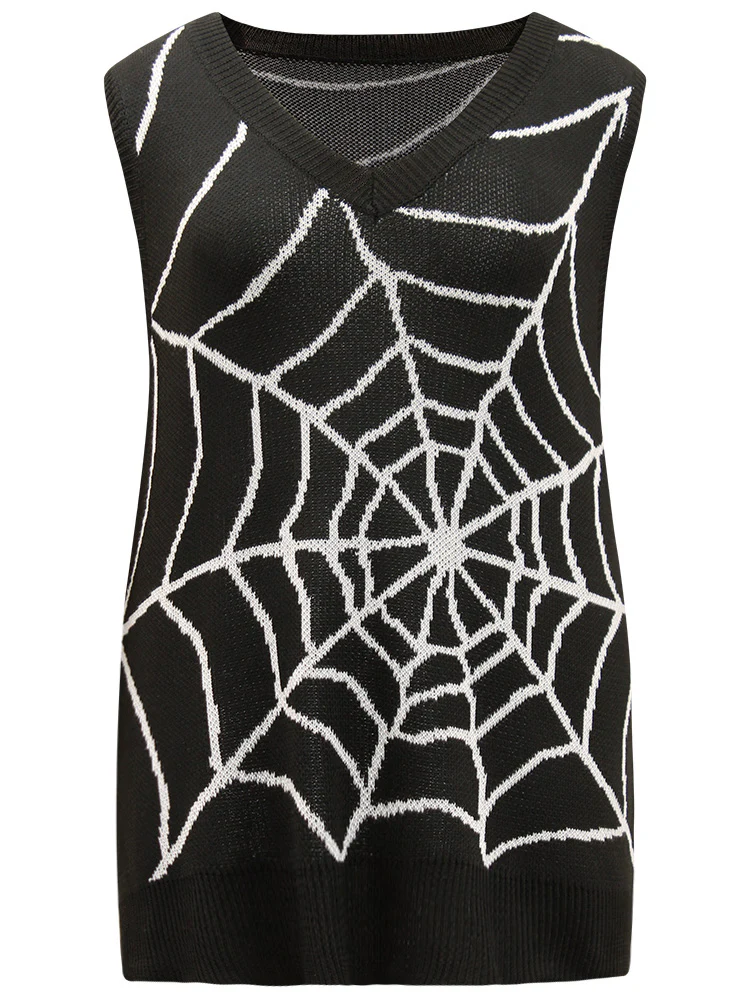 Halloween Supersoft Essentials Spider Web V Neck Sweater Vest - Image 8