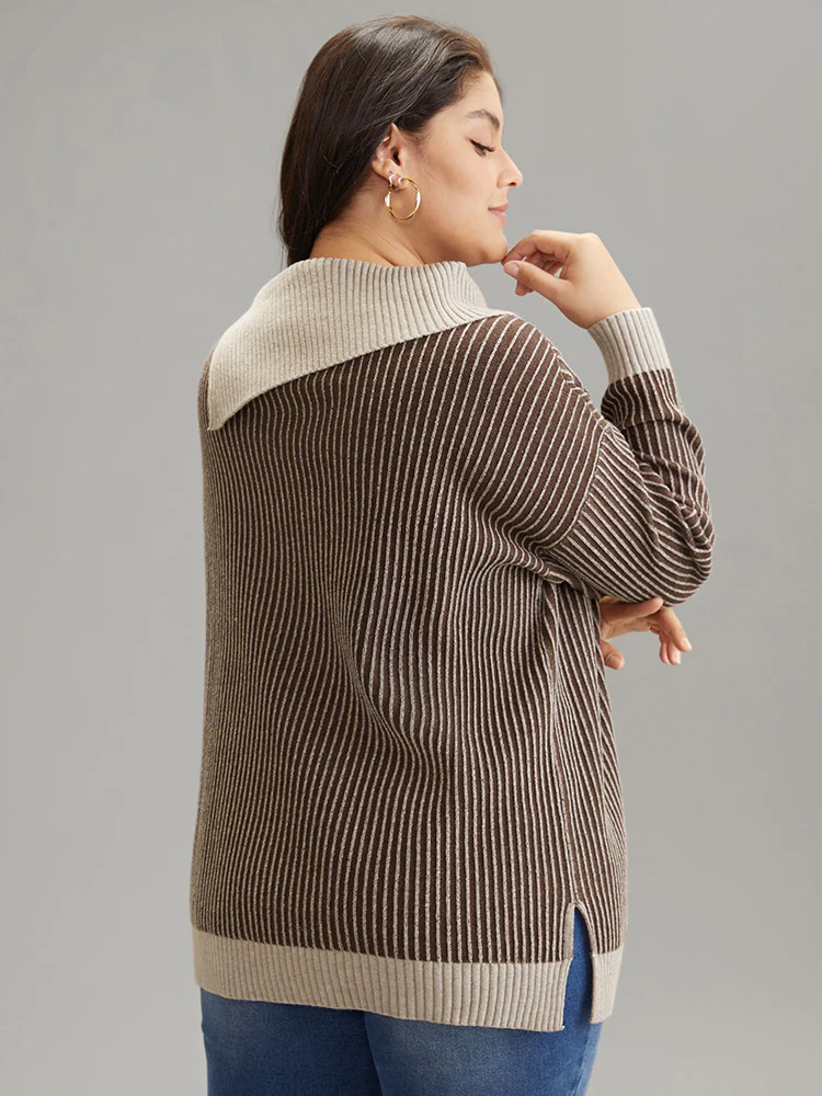 Supersoft Essentials Striped Button Detail Pullover - Image 2