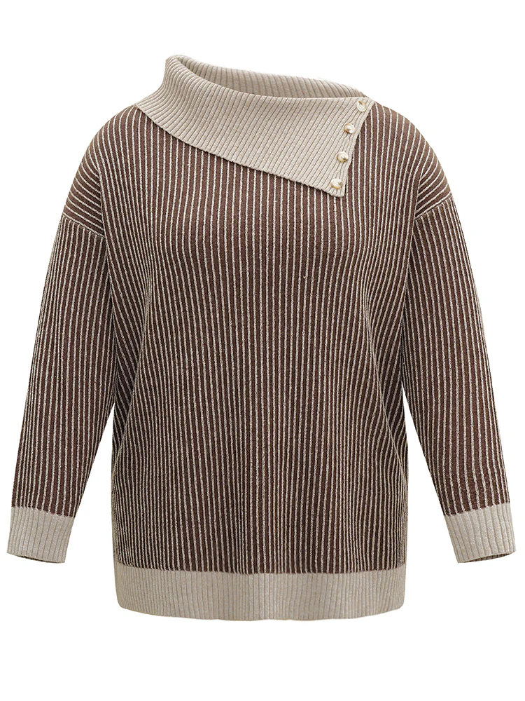 Supersoft Essentials Striped Button Detail Pullover - Image 5