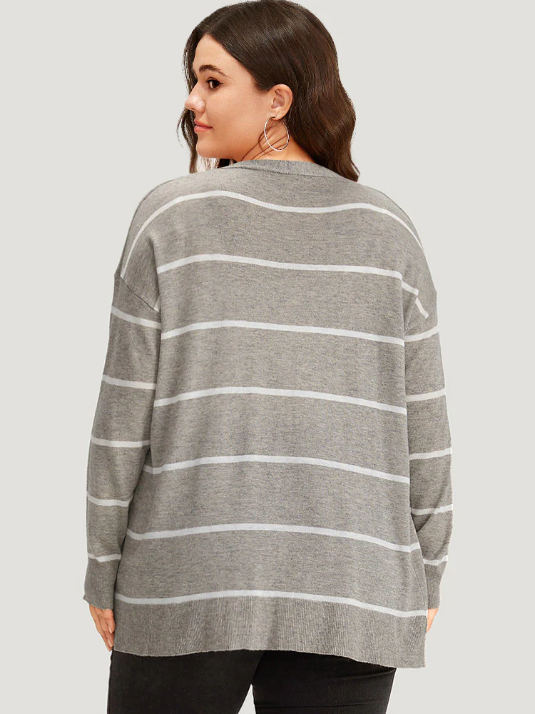 Supersoft Essentials Striped Button Through Elastic Cuffs Cardigan - Image 2