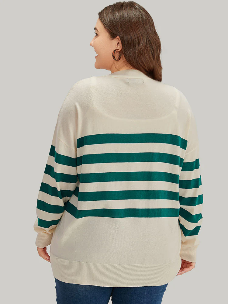 Supersoft Essentials Striped Contrast Button Up Cardigan - Image 2