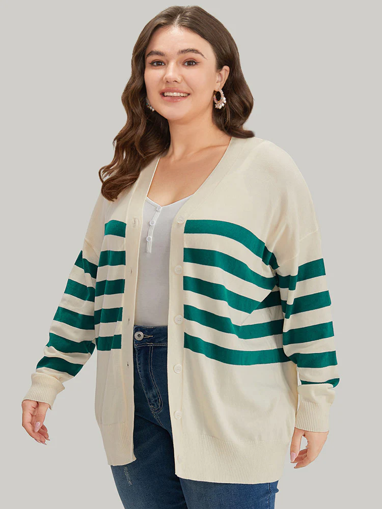 Supersoft Essentials Striped Contrast Button Up Cardigan - Image 4