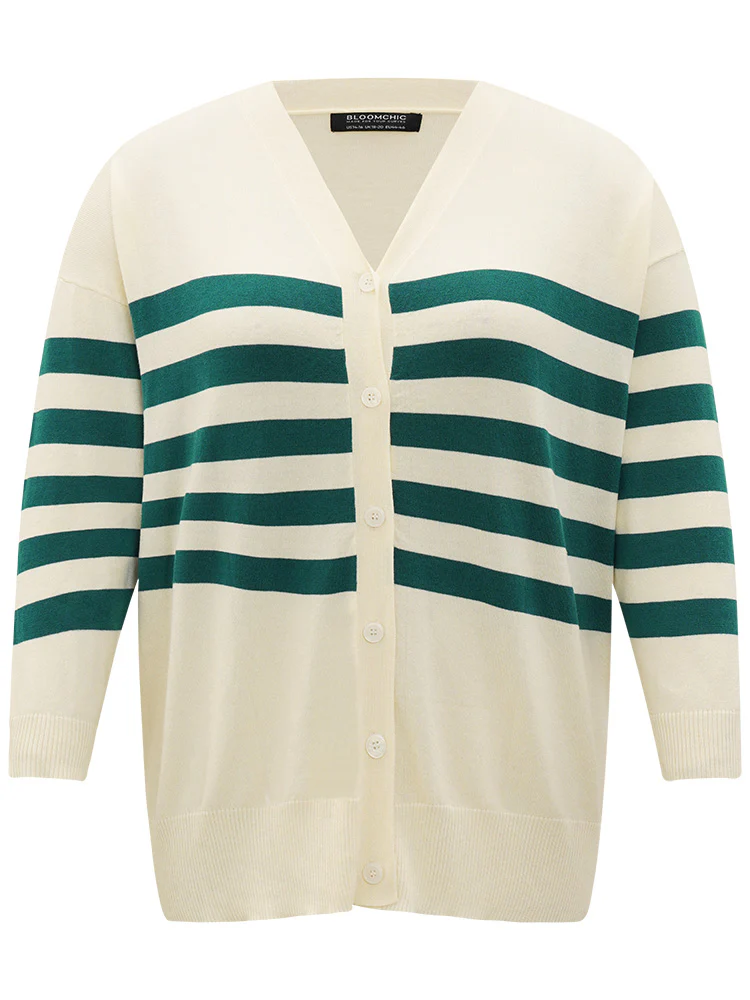 Supersoft Essentials Striped Contrast Button Up Cardigan - Image 9