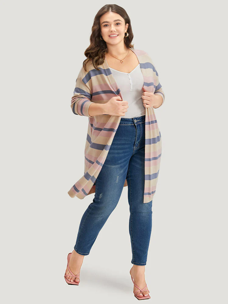 Supersoft Essentials Striped Contrast Cardigan - Image 5