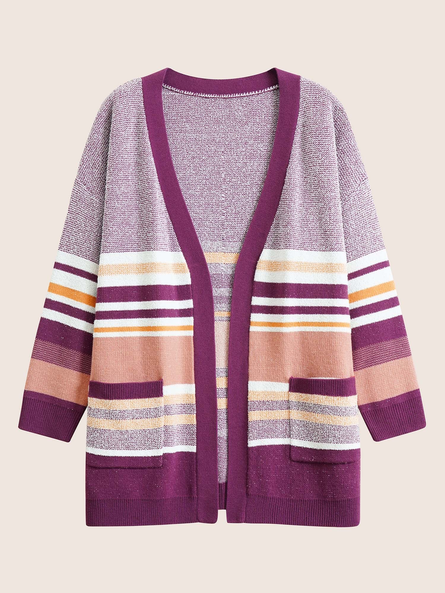 Supersoft Essentials Striped Contrast Open Front Cardigan - Image 7