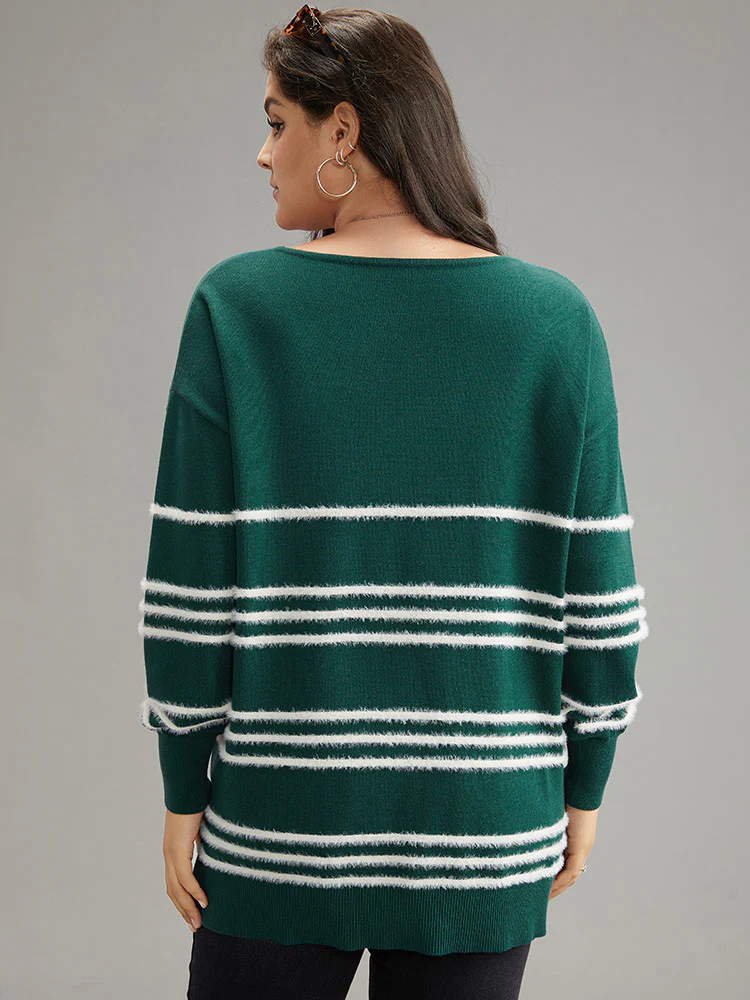 Supersoft Essentials Striped Contrast Split Hem Pullover - Image 2