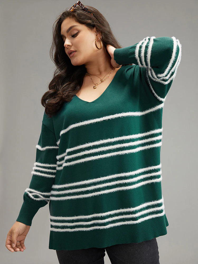 Supersoft Essentials Striped Contrast Split Hem Pullover - Image 3
