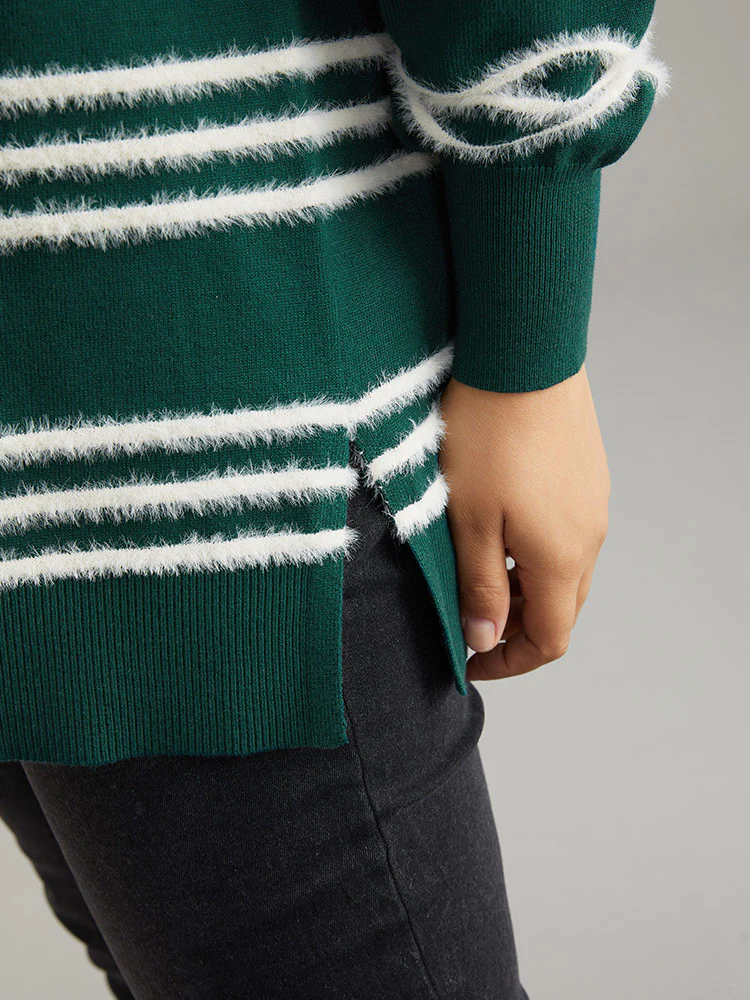 Supersoft Essentials Striped Contrast Split Hem Pullover - Image 6