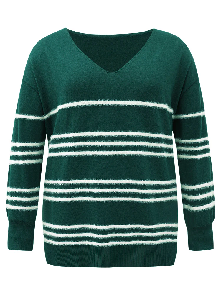 Supersoft Essentials Striped Contrast Split Hem Pullover - Image 8