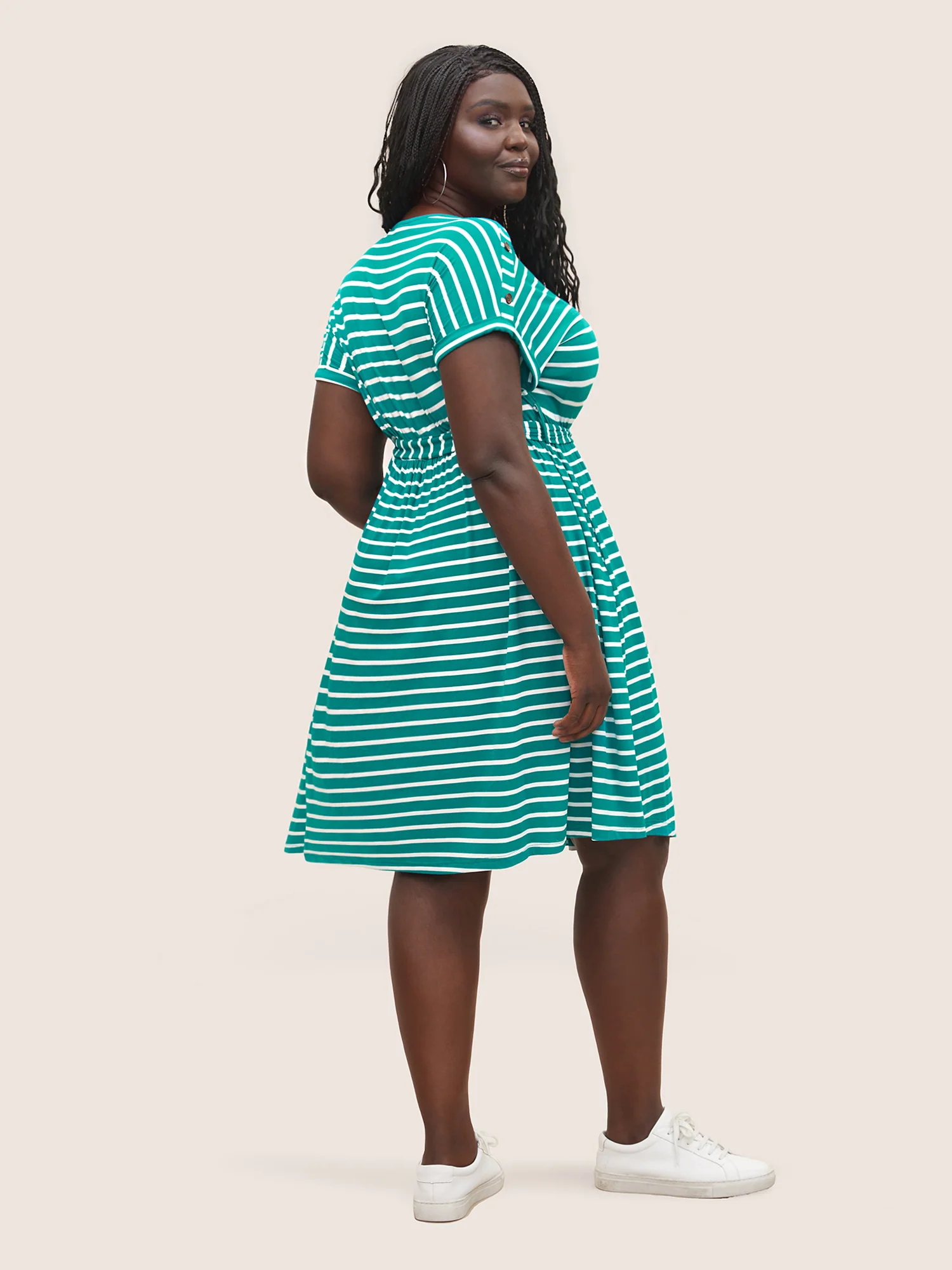 Supersoft Essentials Striped Dolman Sleeve Belted Dress - Image 3