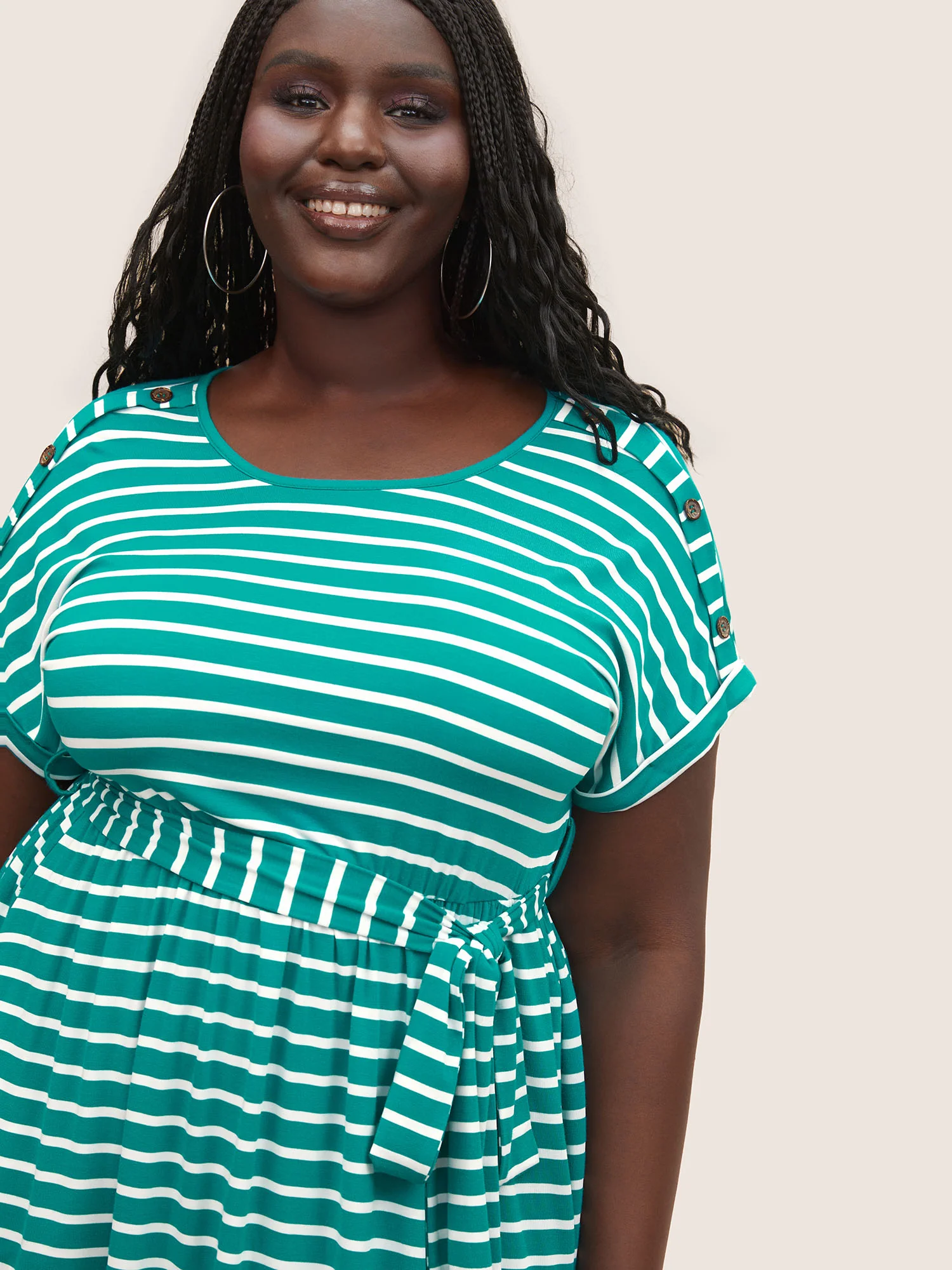 Supersoft Essentials Striped Dolman Sleeve Belted Dress - Image 4