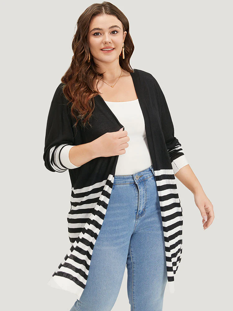 Supersoft Essentials Striped Open Front Cardigan - Image 3