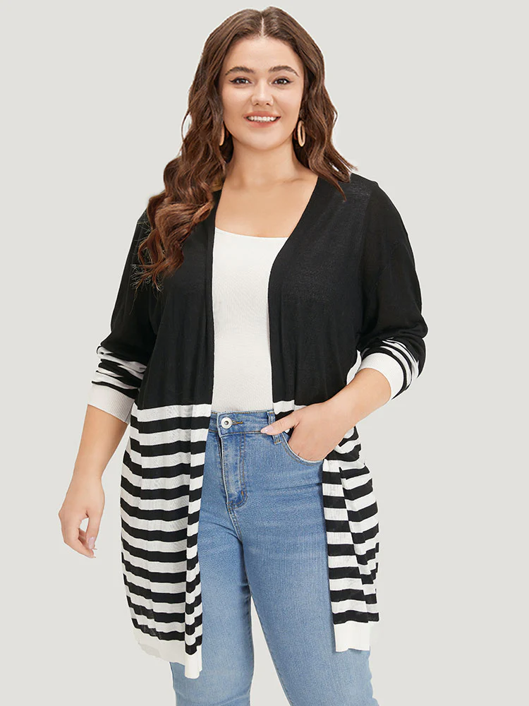 Supersoft Essentials Striped Open Front Cardigan - Image 4