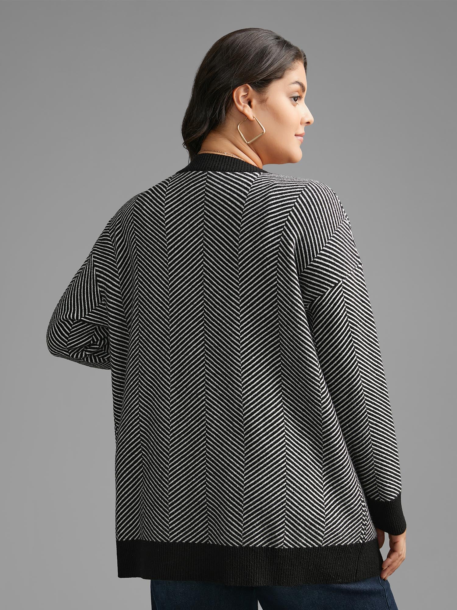 Supersoft Essentials Striped Patch Pocket Cardigan - Image 2