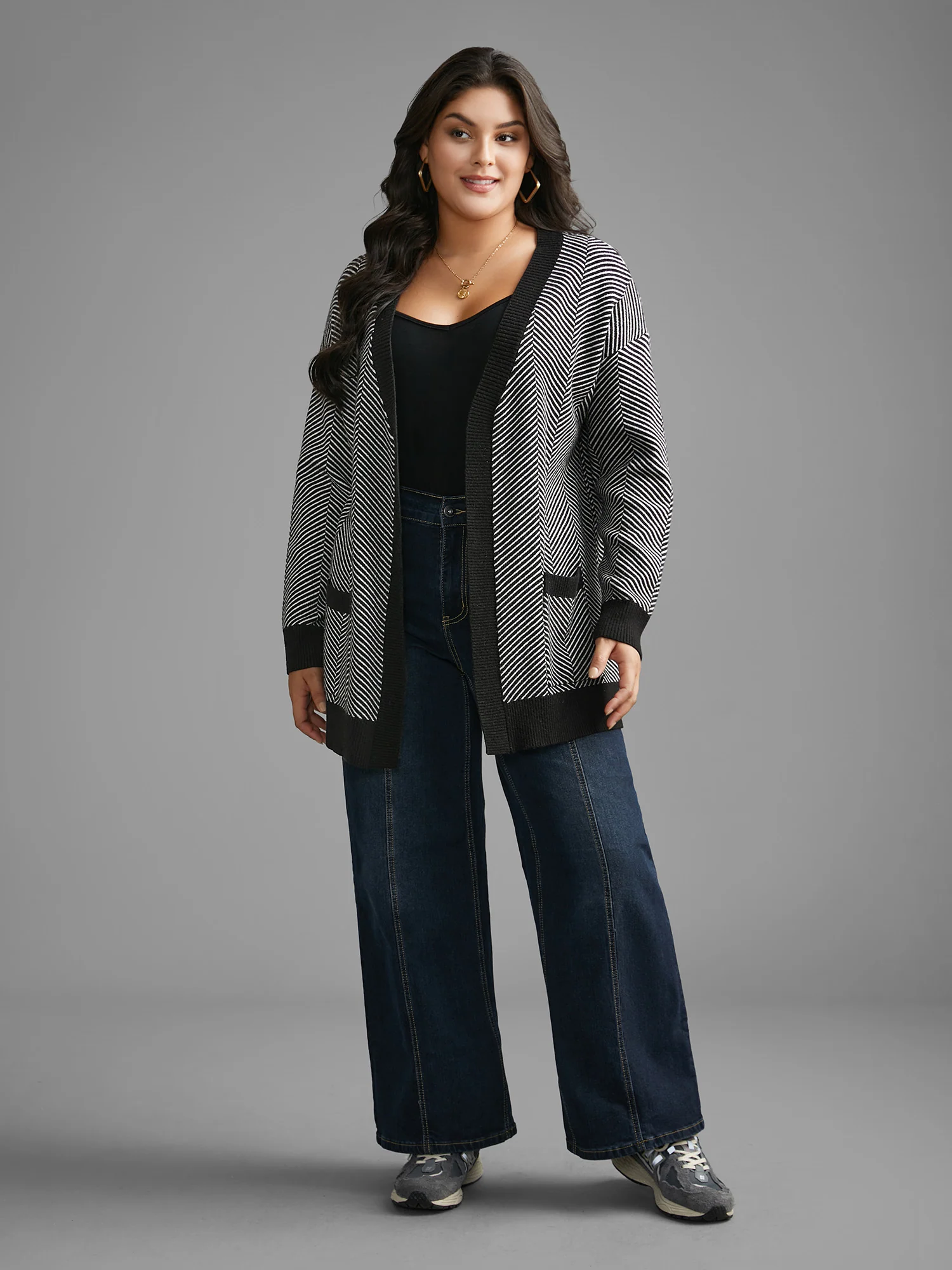 Supersoft Essentials Striped Patch Pocket Cardigan - Image 4
