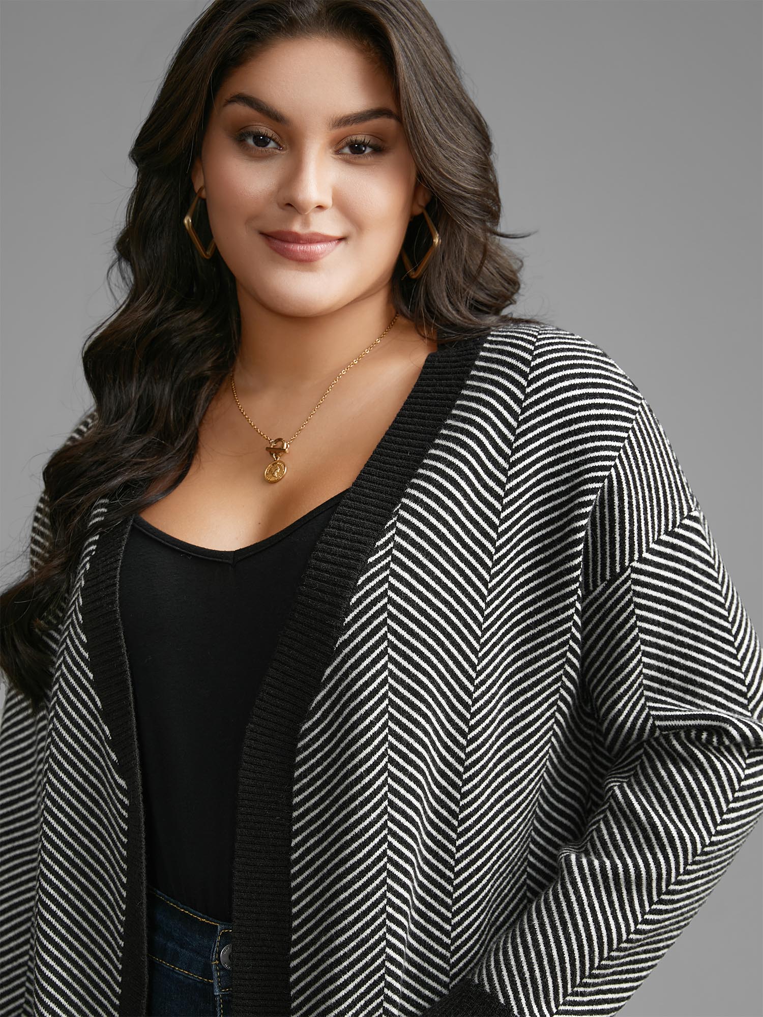 Supersoft Essentials Striped Patch Pocket Cardigan - Image 5