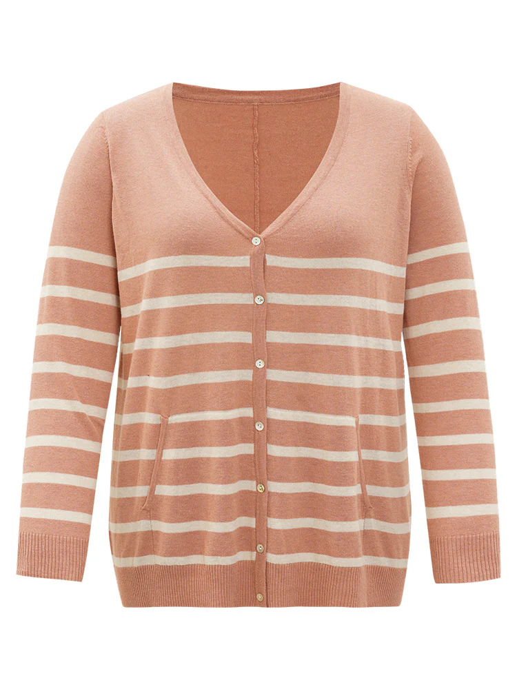 Supersoft Essentials Striped Pocket Button Through Cardigan - Image 10