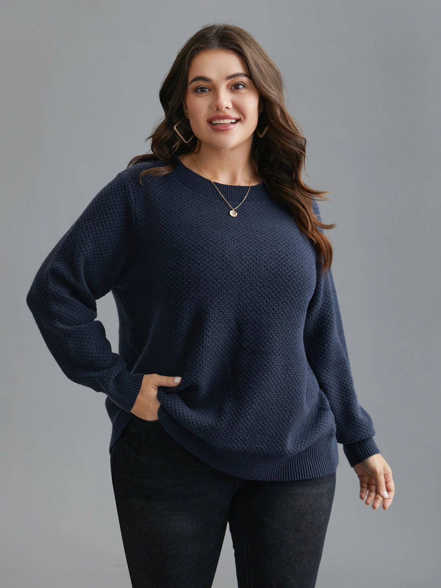 Supersoft Essentials Textured Back Slit Pullover - Image 2