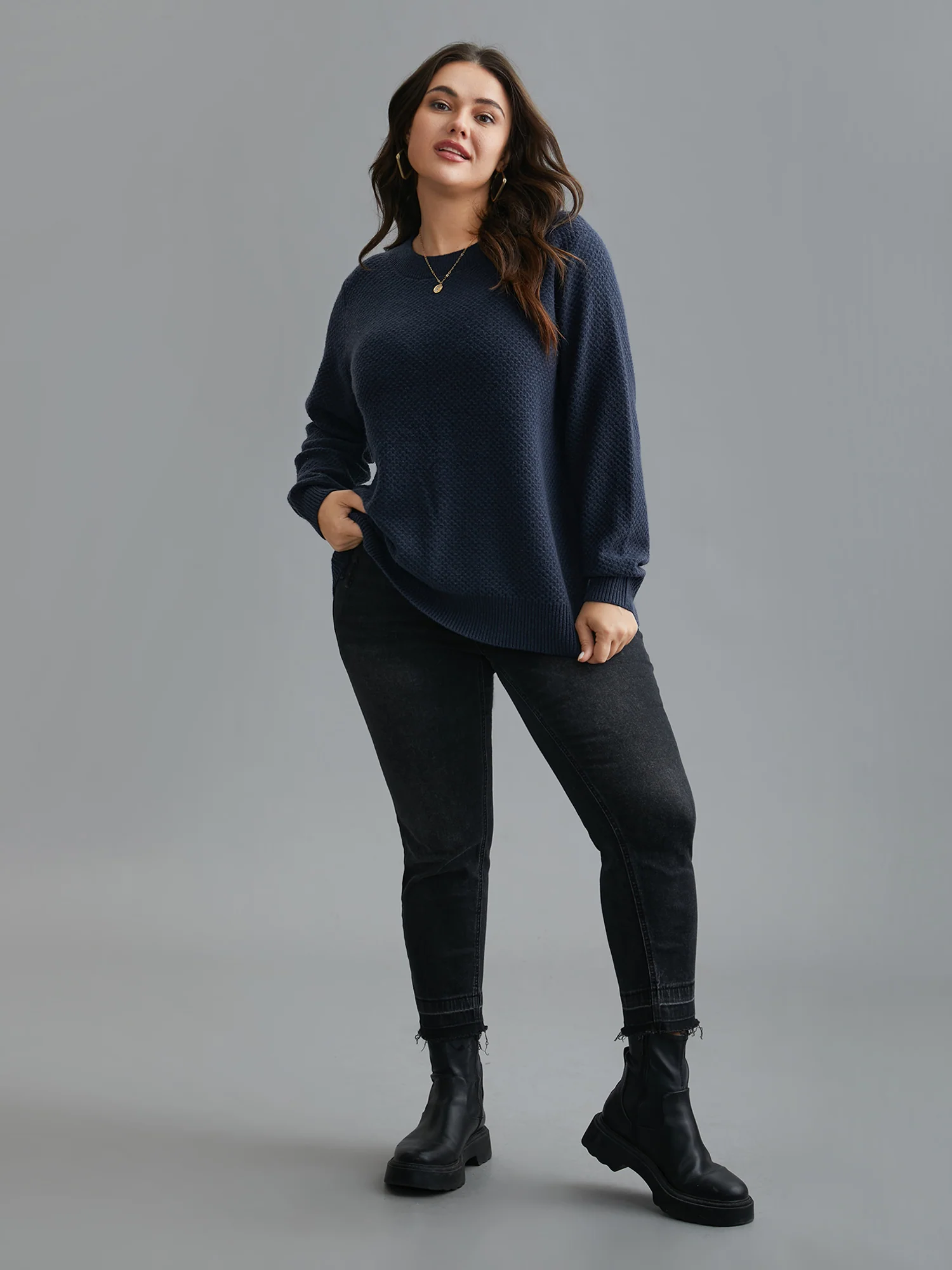 Supersoft Essentials Textured Back Slit Pullover - Image 3