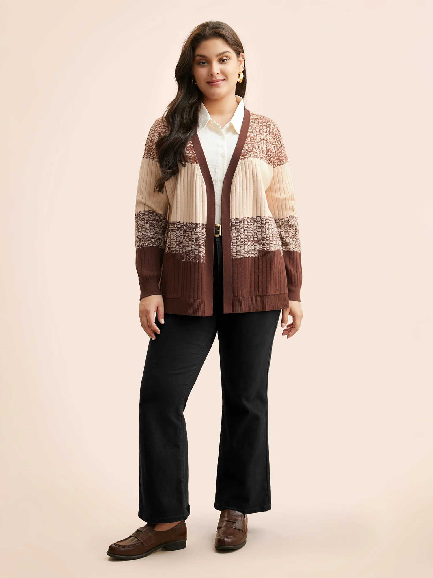 Supersoft Essentials Textured Colorblock Contrast Cardigan - Image 3