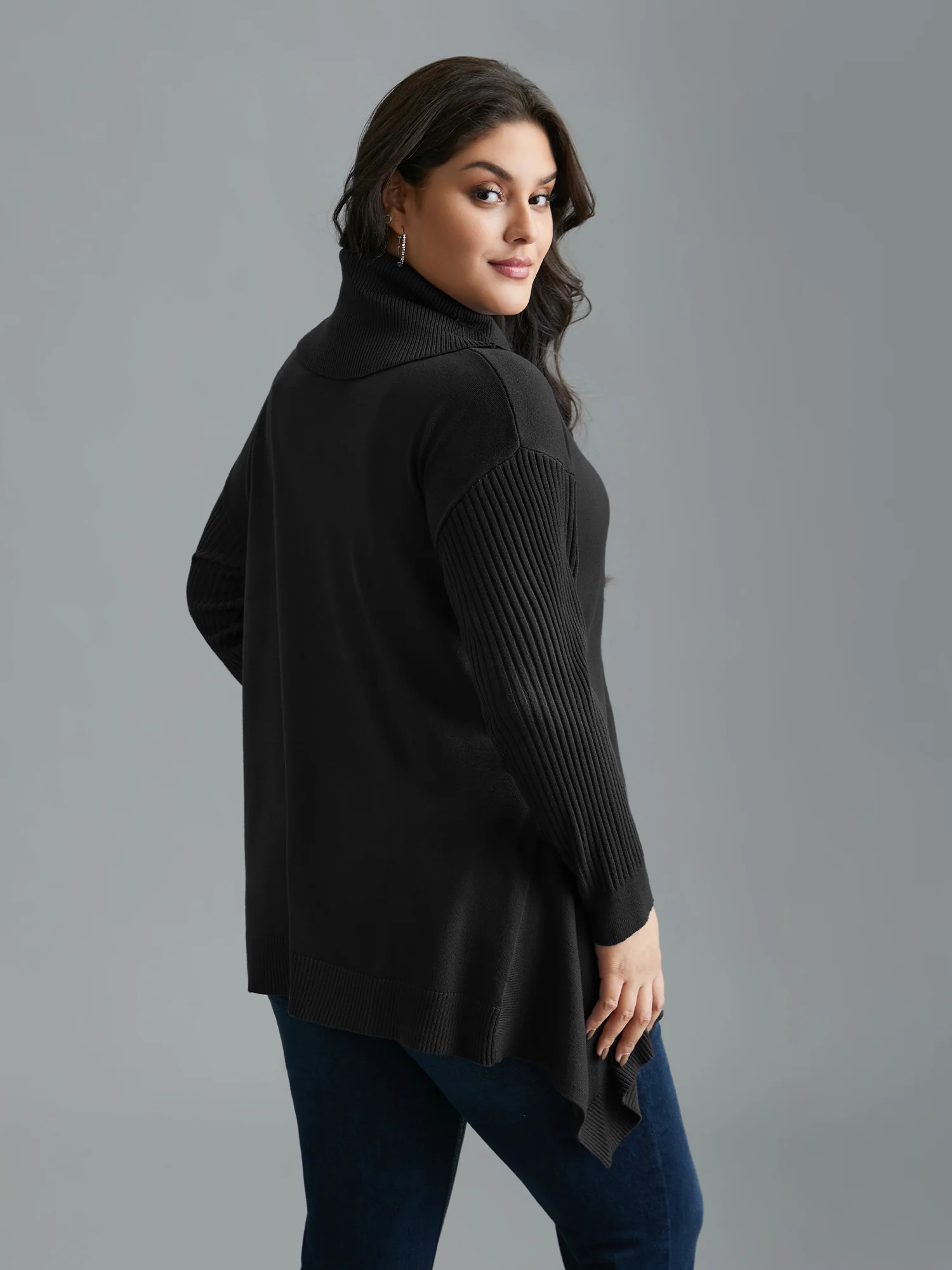 Supersoft Essentials Textured Drop Shoulder Turtleneck Pullover - Image 2