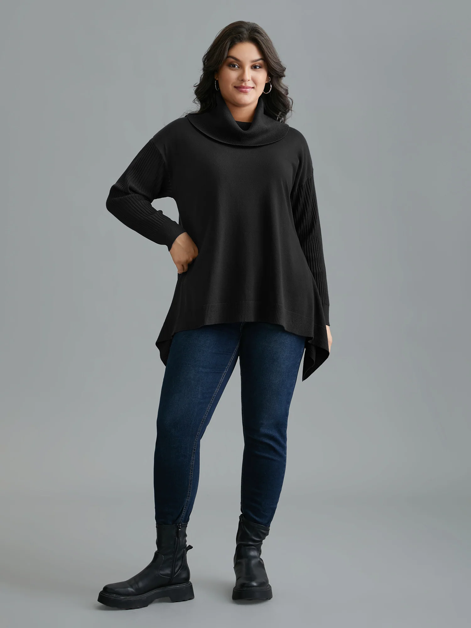 Supersoft Essentials Textured Drop Shoulder Turtleneck Pullover - Image 4