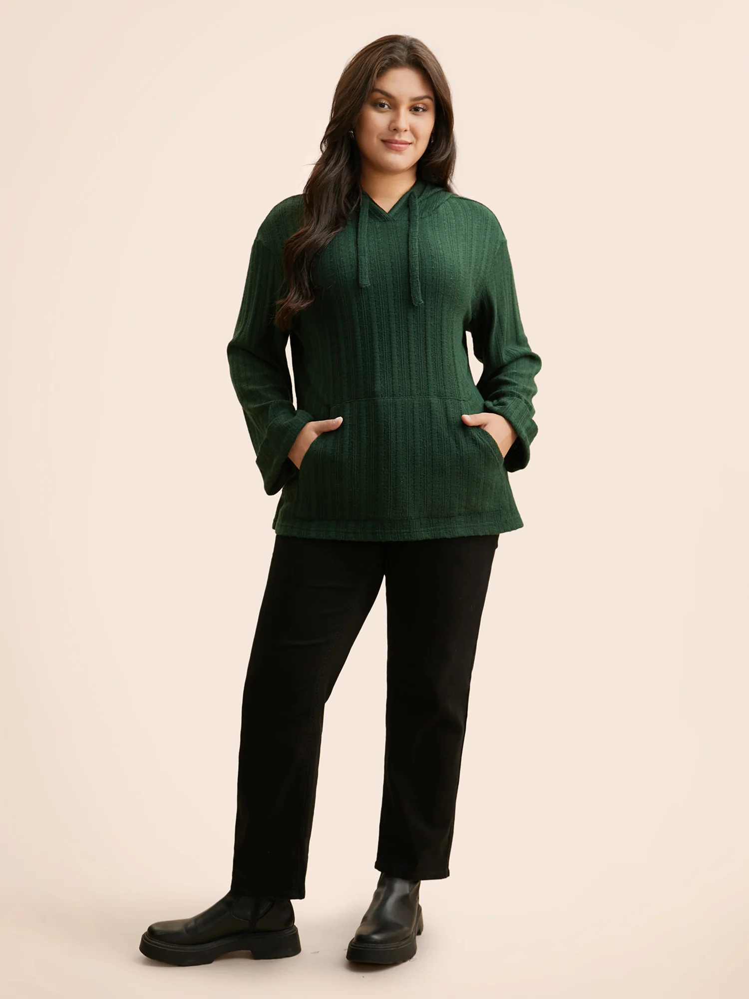 Supersoft Essentials Textured Hooded Roll Sleeve Sweatshirt - Image 2