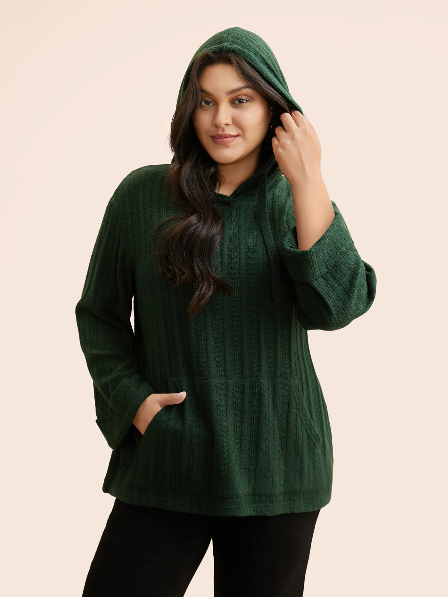 Supersoft Essentials Textured Hooded Roll Sleeve Sweatshirt - Image 4