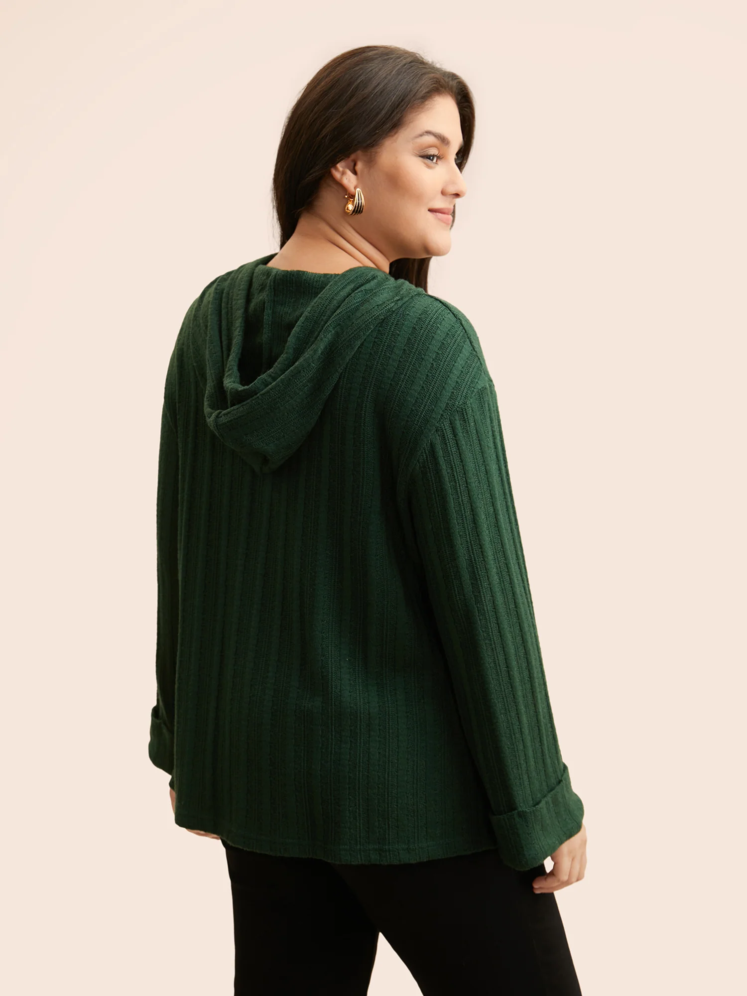 Supersoft Essentials Textured Hooded Roll Sleeve Sweatshirt - Image 5